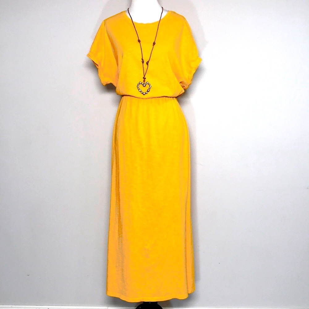 CORE Life Women’s Yellow Jersey Short Sleeve T-shirt Maxi Dress Size  Large